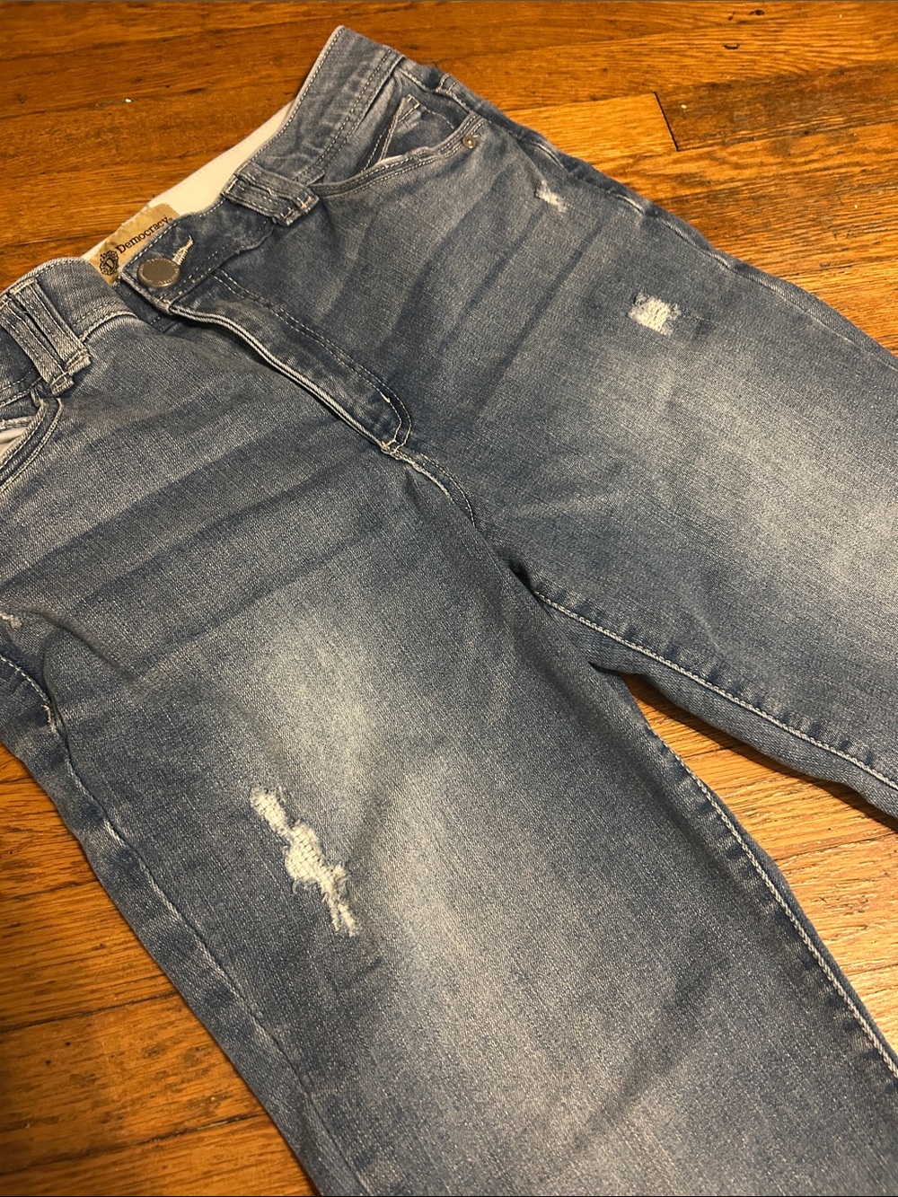 Democracy Light Blue Distressed Straight-Leg Jeans - Picture 4 of 6